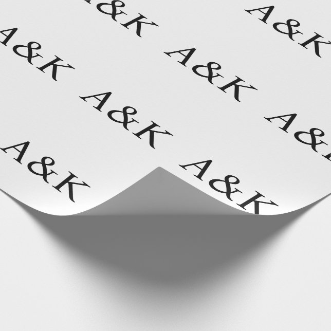 Papier Cadeau Custom Initials on White Wedding Gift (Coin)