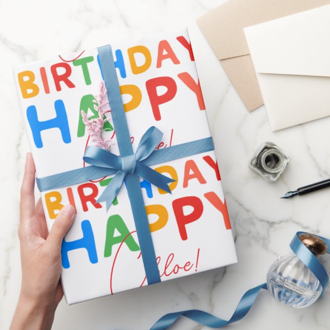 Papier Cadeau Custom Name Happy Birthday  (Cadeaux)