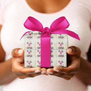Papier Cadeau Custom Pretty en rose 30e Joyeux anniversaire Bash