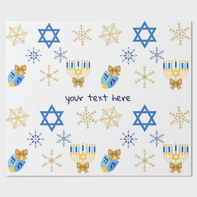 Papier Cadeau Customisable Hanukkah winter Wrapping Paper (Plat)