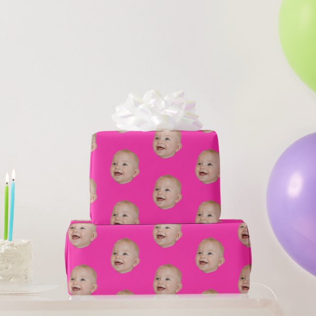 Papier Cadeau Customized Face 1st 10th 20th 30th Birthday Party (Cadeaux de fête)