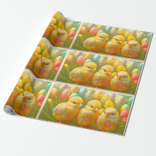 Papier Cadeau Cute 3 Pâques Collection de poulet