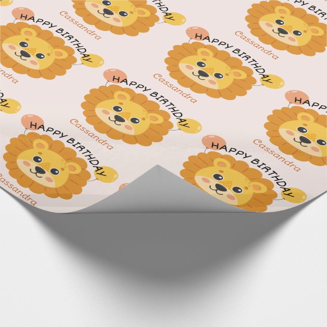 Papier Cadeau Cute Africa Lion Face Nom Anniversaire de enfant (Coin)
