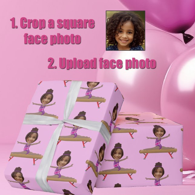 Papier Cadeau Cute African American Gymnastics Custom Photo (Créateur téléchargé)