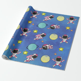 Papier Cadeau Cute astronaute étoile spatiale Planète