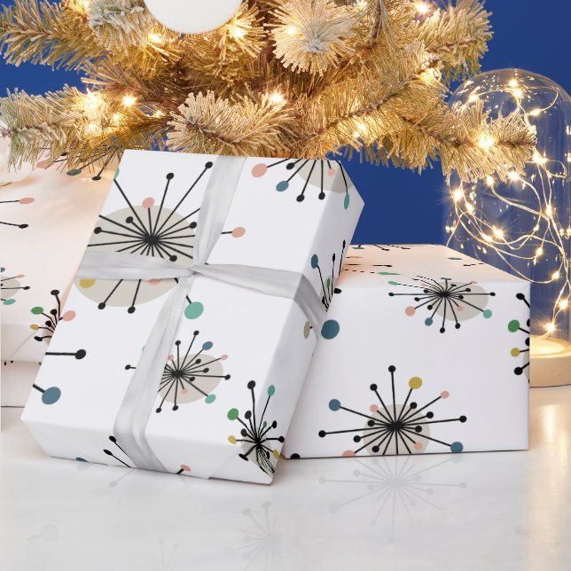 Papier Cadeau Cute atomique Starburst Rétro Mid Century Moderne (Vacances)