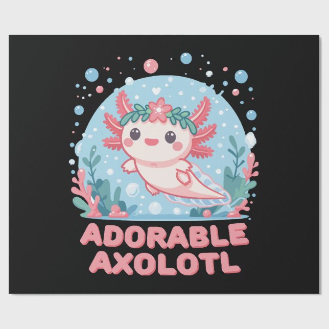 Papier Cadeau Cute Axolotl Aquatique Adorable (Plat)