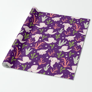 Papier Cadeau Cute Axolotl Kawaii Adorable Sous L'Eau