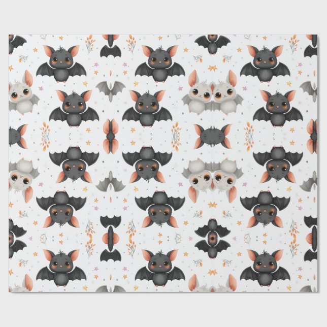 Papier Cadeau Cute Baby Bats Halloween Wrapping Paper (Plat)