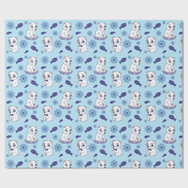 Papier Cadeau Cute Baby Polar Bears Pattern Wrapping Paper (Plat)