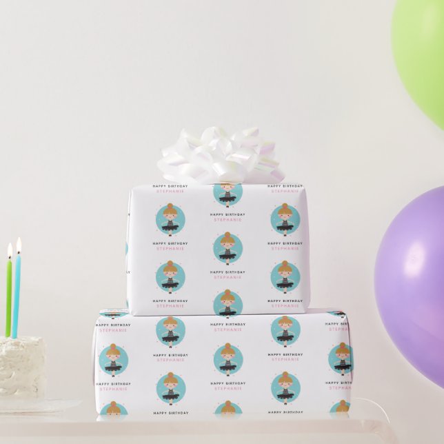 Papier Cadeau Cute Ballerina en Robe Noire Anniversaire de enfan (Cadeaux de fête)