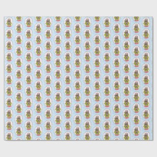 Papier Cadeau Cute Bear Holding Gingerbread House Holiday Wrap