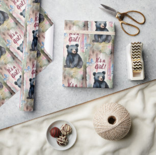 Papier Cadeau Cute Bear Son Baby shower de fille