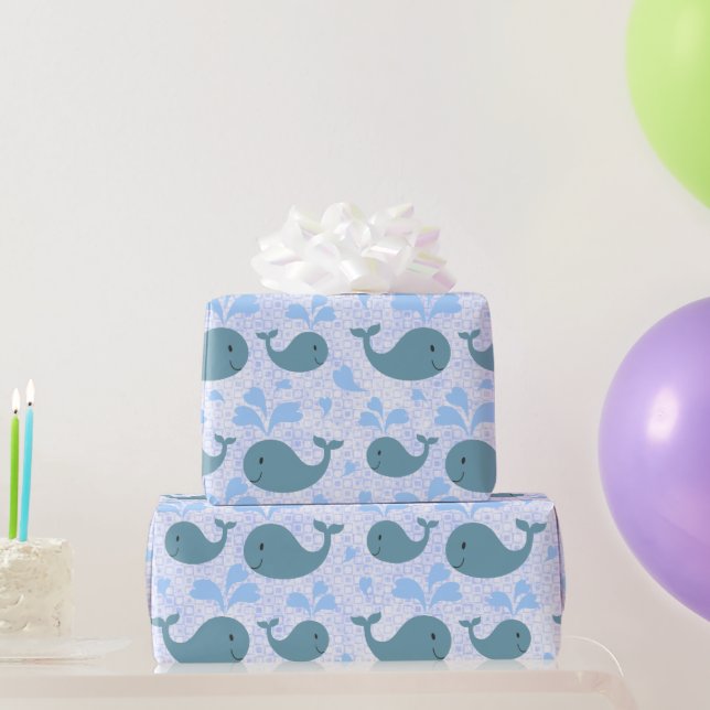 Papier Cadeau Cute Blue Whales Motif (Cadeaux de fête)