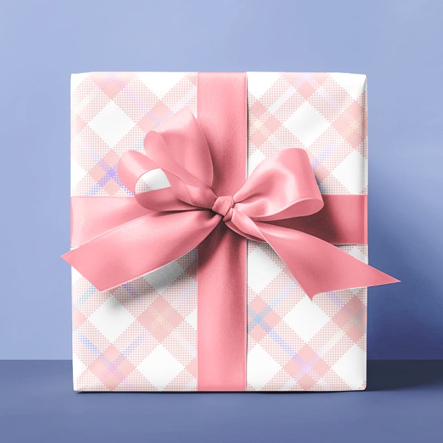 Papier Cadeau Cute Blush Pink Tartan Plaid Personnalisé (Cute Blush Pink Tartan Plaid Personalized Wrapping Paper
)