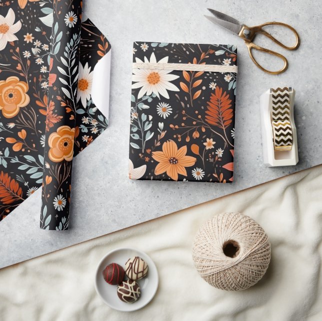 Papier Cadeau Cute Boho Flower Motif, Whimsical Floral Boho (Artisanat)