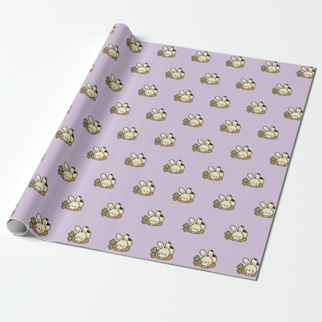 Papier Cadeau Cute Bunny Pattern Wrapping Paper (Déroulé)