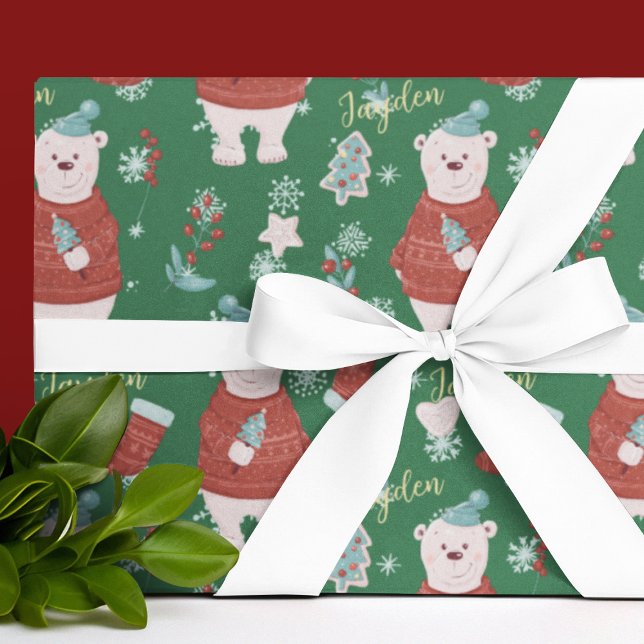 Papier Cadeau Cute Cartoon Animaux Ours Polaire Personnalisé (Cute Cartoon Animals Polar Bear Custom Wrapping Paper
)