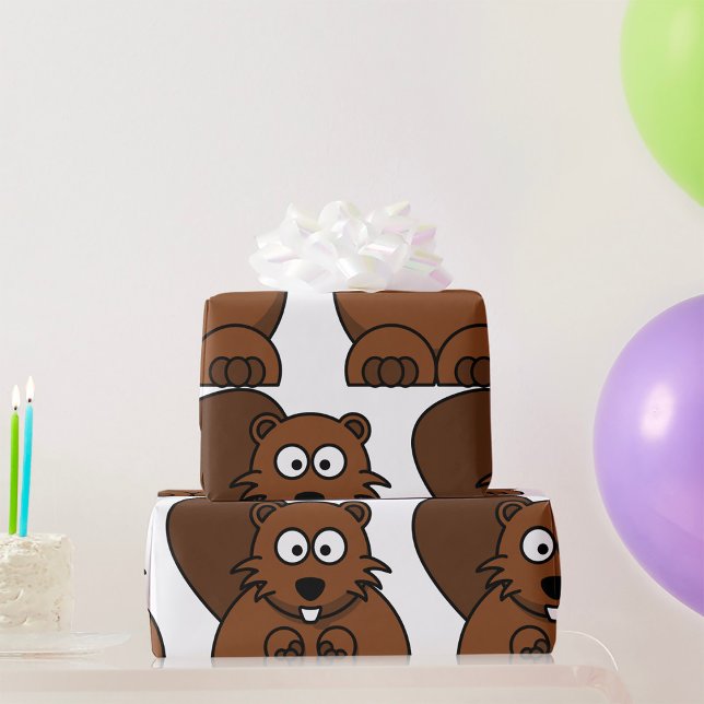 Papier Cadeau Cute Cartoon Beaver Funny Bois Animal (Créateur téléchargé)