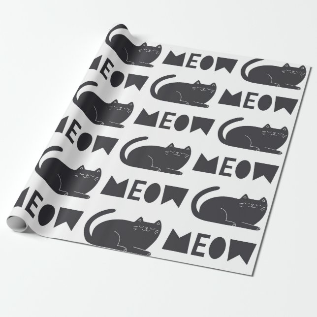 Papier Cadeau cute cat pattern. Vintage illustration (Déroulé)