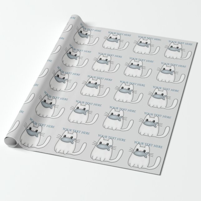 Papier Cadeau Cute chat avec poisson Prix (Déroulé)