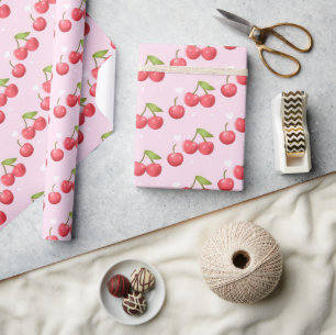Papier Cadeau Cute Cherry 1ère fête d'anniversaire