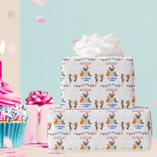 Papier Cadeau Cute Chien Chiot Puppy Theme Fête d'Anniversaire d