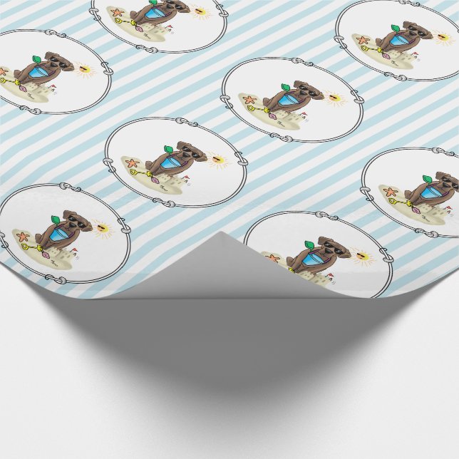 Papier Cadeau Cute Chien Summer Beach Chocolat Labrador Retrieve (Coin)