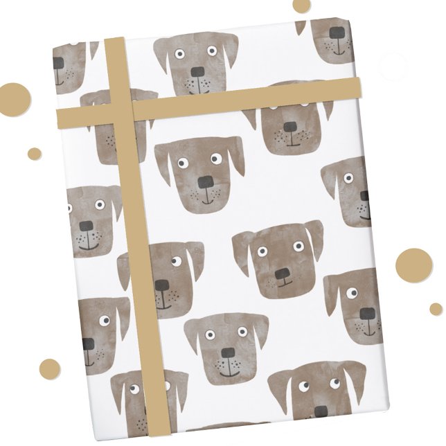 Papier Cadeau Cute Chocolat Labrador Retriever Chien Motif (Chocolate labrador retriever dog watercolor pattern wrapping paper roll)