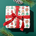 Papier Cadeau Cute Christmas Holiday Nutcracker Cookies<br><div class="desc">Cute classique classique festif Noël Fête noisette biscuits motif. Oeuvre originale de Caroline Bonne Müller</div>