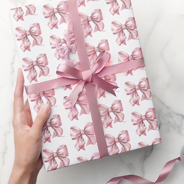 Papier Cadeau Cute Coquette Blush Pink Bow Motif (Cute Coquette Blush Pink Bow Pattern Wrapping Paper)