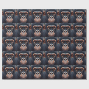 Papier Cadeau Cute Crazy Funny Chimpanzé Anime Portrait