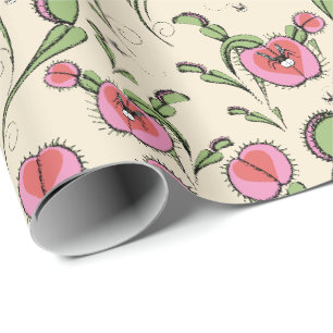 Papier Cadeau Cute Crème Vénus Flytrap collé sur votre amour