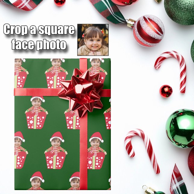 Papier Cadeau Cute Custom Child Face Photo Christmas Gift (Créateur téléchargé)