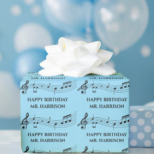 Papier Cadeau Cute Custom Music Enseignant Notes musicales Anniv