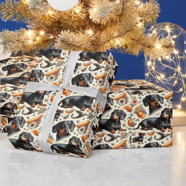 Papier Cadeau Cute Dachshund Motif (Vacances)