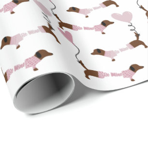 Papier Cadeau Cute Dachshund Wiener Dog Be Mine Valentines
