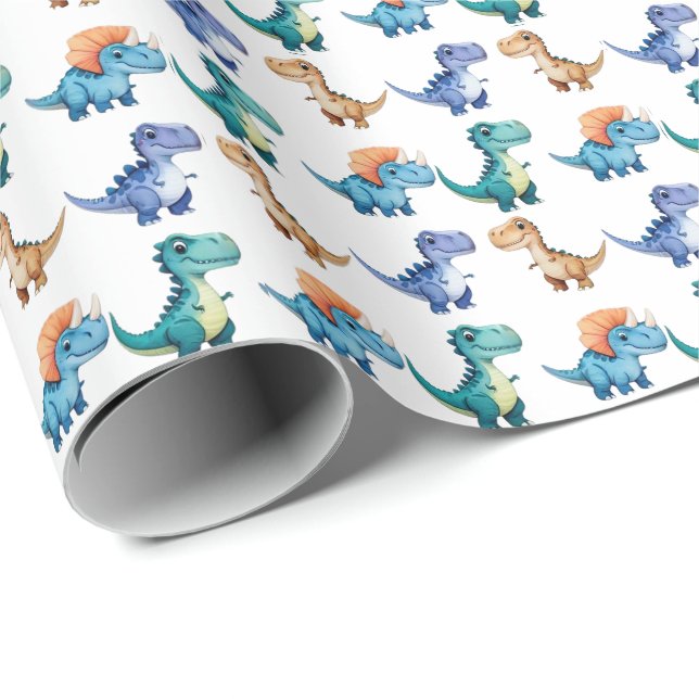 Papier Cadeau Cute Dinosaur Balloon Garçon amis fête d'anniversa (Coin rond)