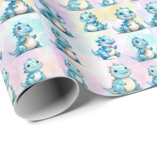 Papier Cadeau Cute Dinosaur coloré Garçon amis fête d'anniversai