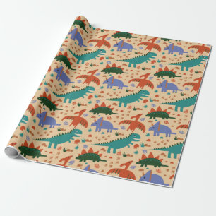 Papier Cadeau Cute Dinosaur Motif Anniversaire
