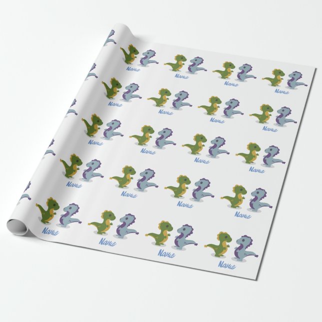 Papier Cadeau Cute Dinosaur Paire Thunder_Cove (Déroulé)