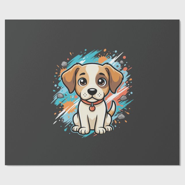 Papier Cadeau Cute Dog Paint Splash Vector Art_1 (Plat)