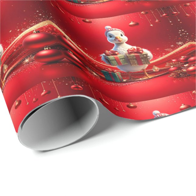 Papier Cadeau Cute Duck Christmas Holiday Wrapping Paper (Coin rond)