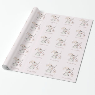 Papier Cadeau Cute Elephant Boho Floral Personnalisé Année d'ann