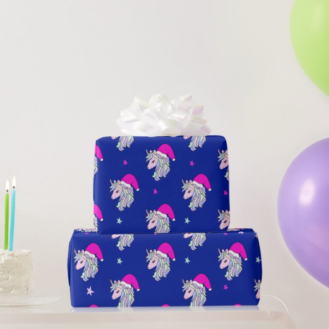 Papier Cadeau Cute et élégante licorne Père Noël motif (Cadeaux de fête)