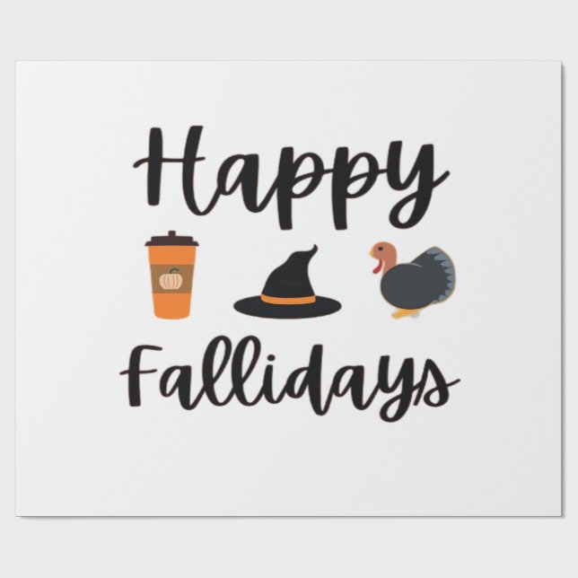 Papier Cadeau Cute Fall season Happy Fallidays Thanksgiving Hall (Plat)