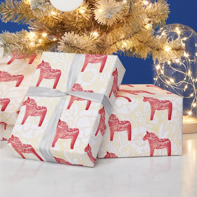 Papier Cadeau Cute Festive Scandi Red Dala Horse (Vacances)
