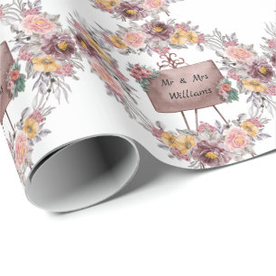 Papier Cadeau Cute Floral M. Et Mme Mariage White