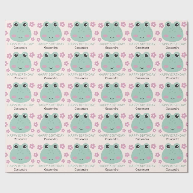 Papier Cadeau Cute Frog Face Nom Anniversaire de enfant (Couture)