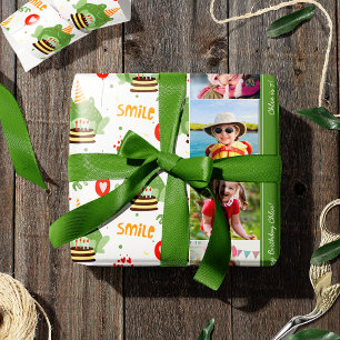 Papier Cadeau Cute Frog Motif Smile Texte Heureux Anniversaire P